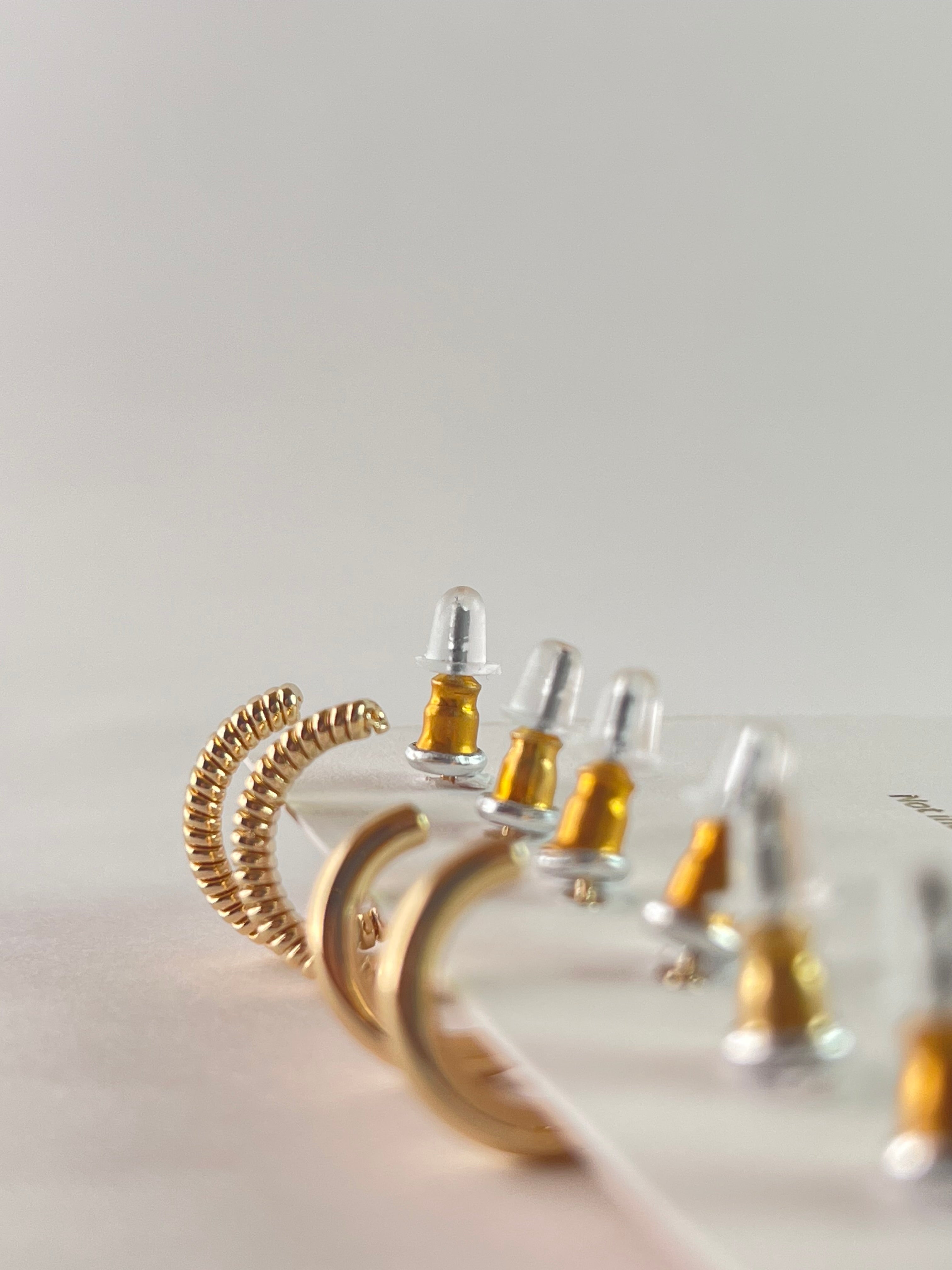 Mini Bow Huggie Hoop Trio Earrings