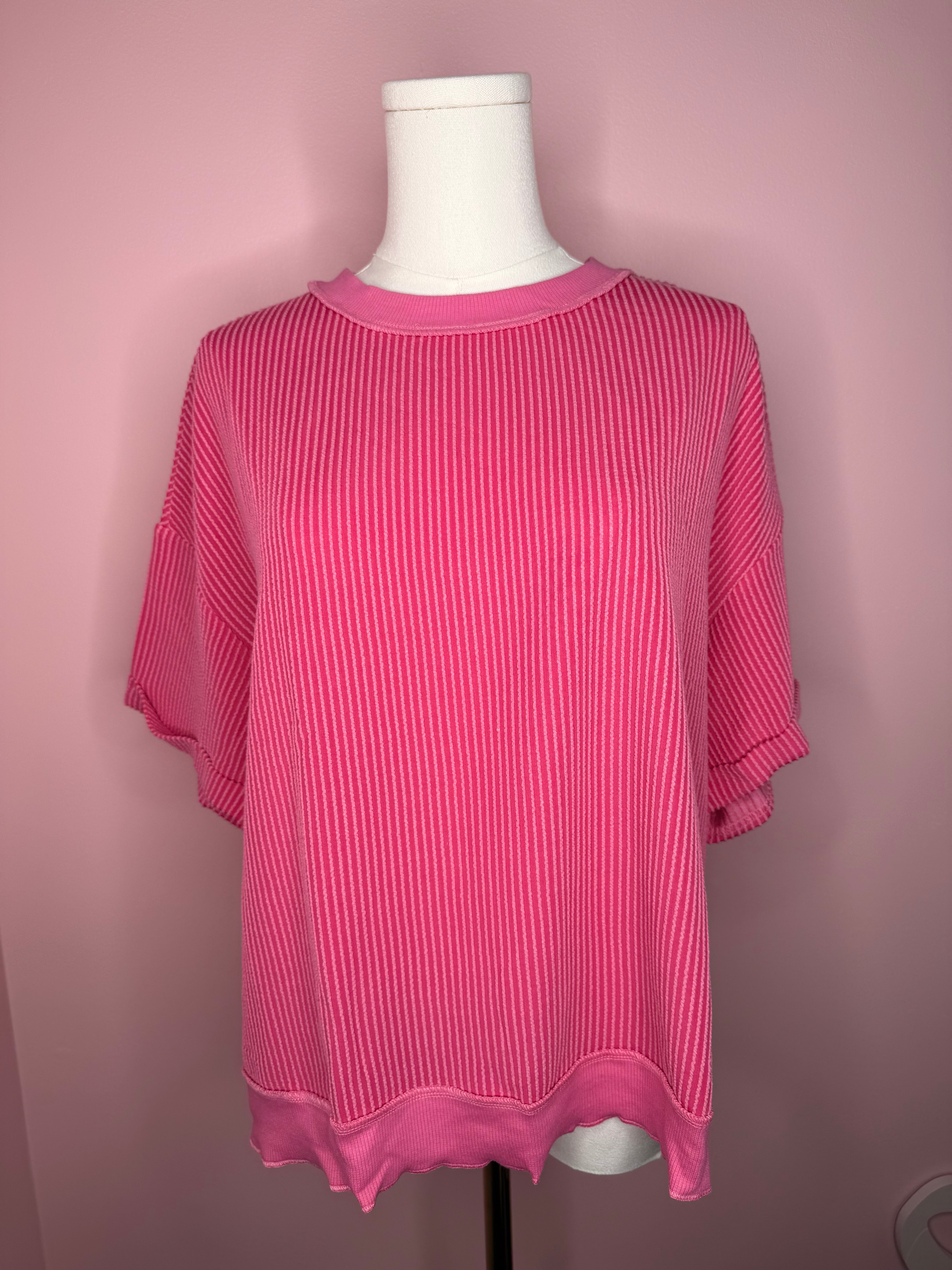 Women’s Ribbed Cutout Back Bow Knot Oversized Shirt