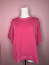 Women’s Ribbed Cutout Back Bow Knot Oversized Shirt