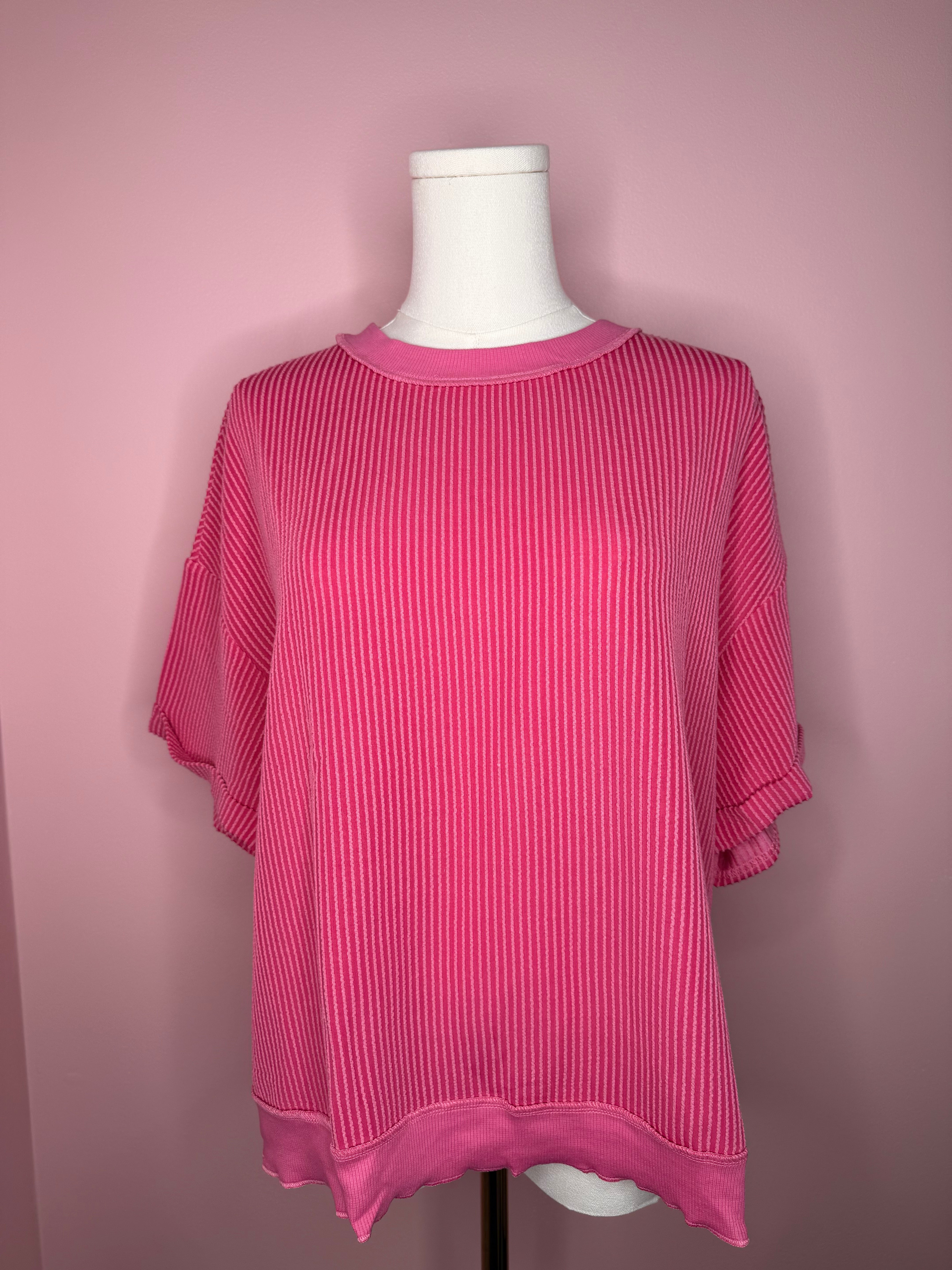 Women’s Ribbed Cutout Back Bow Knot Oversized Shirt