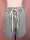 Women’s Striped Drawstring Waist Denim Shorts