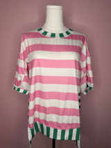 Women’s Stripe Contrast Trim Short Sleeve Top