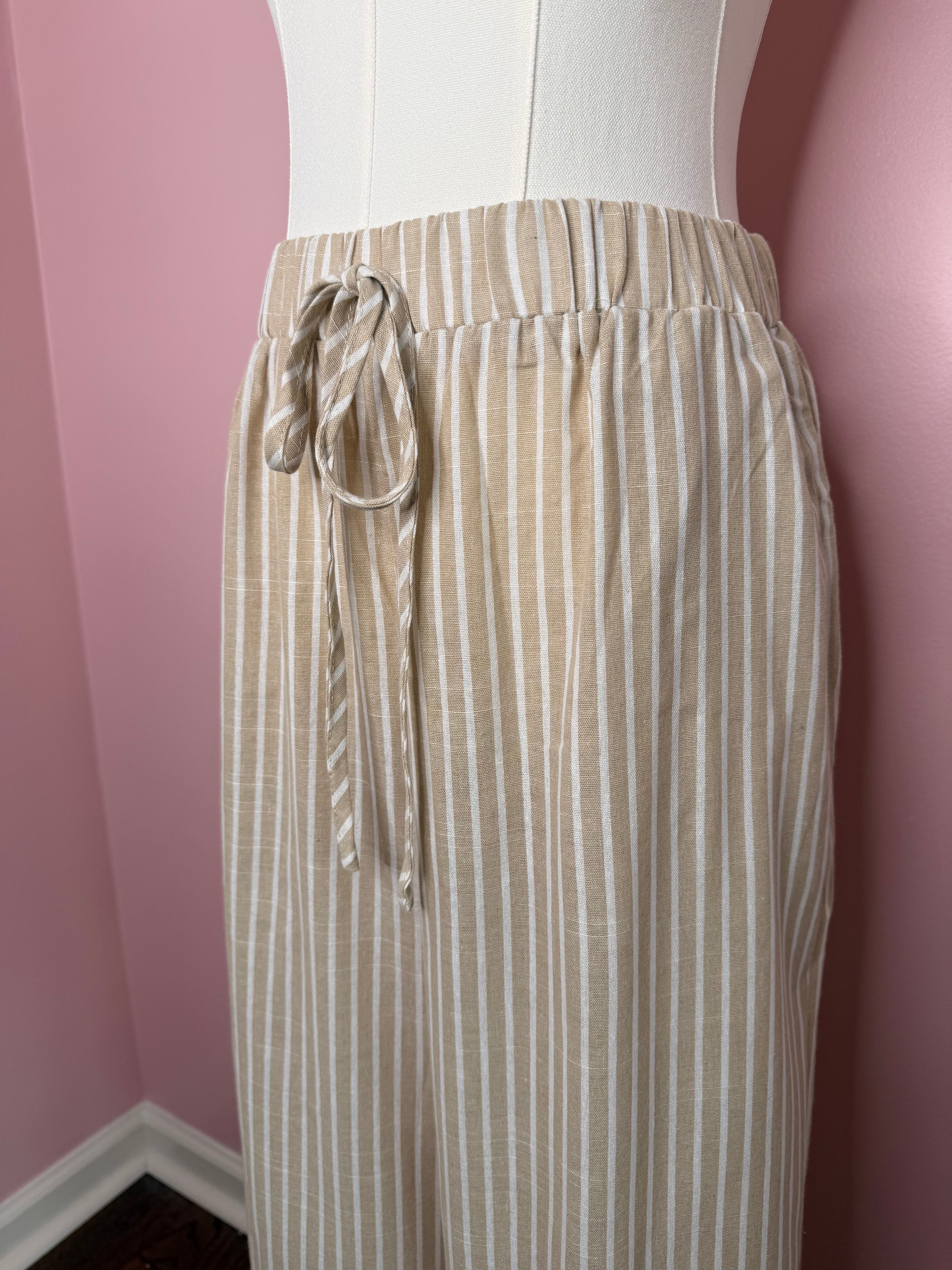 Women’s Striped Wide Leg Drawstring Pants