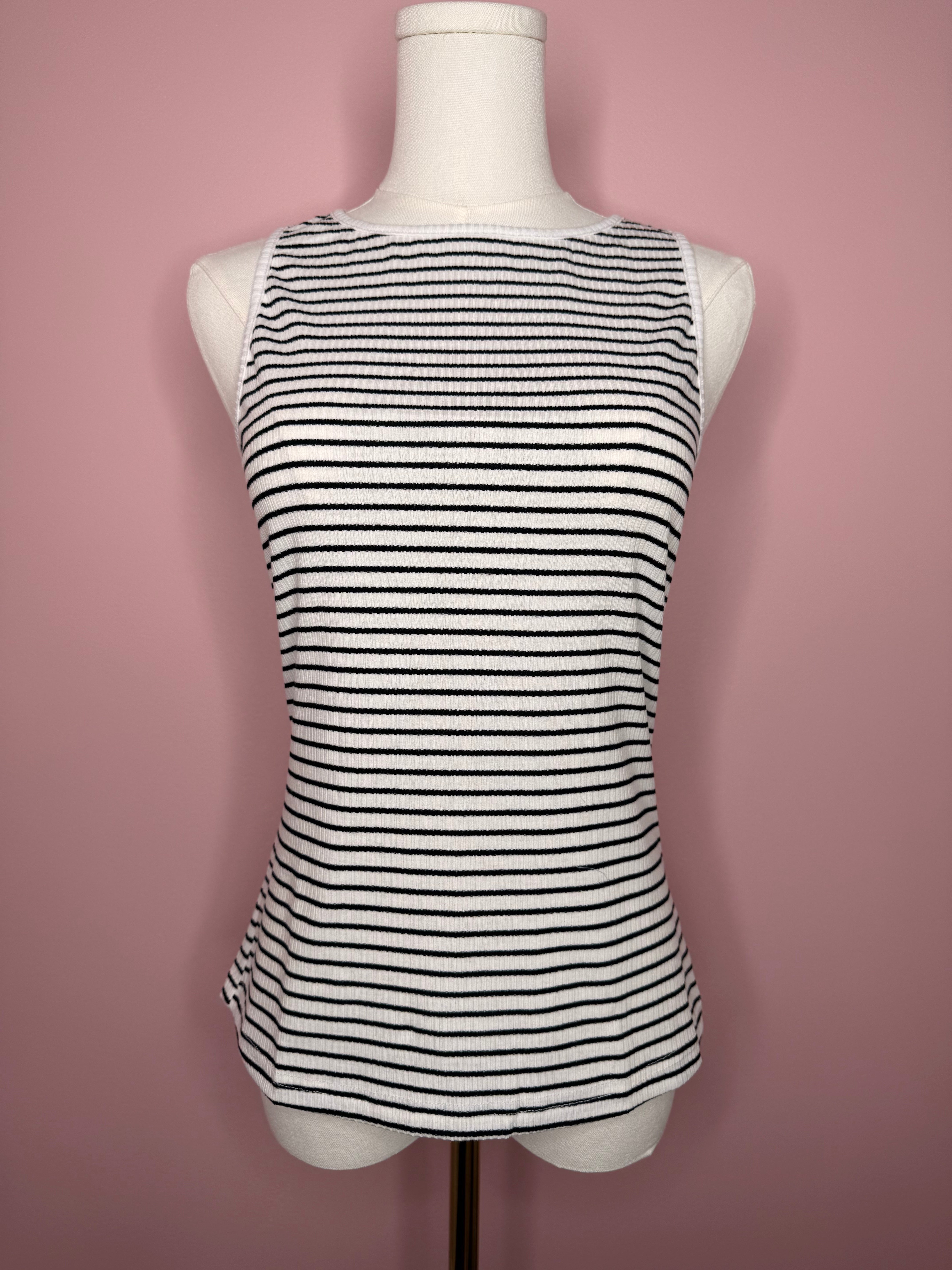 Coastal Chic Striped Ribbed Tank Top