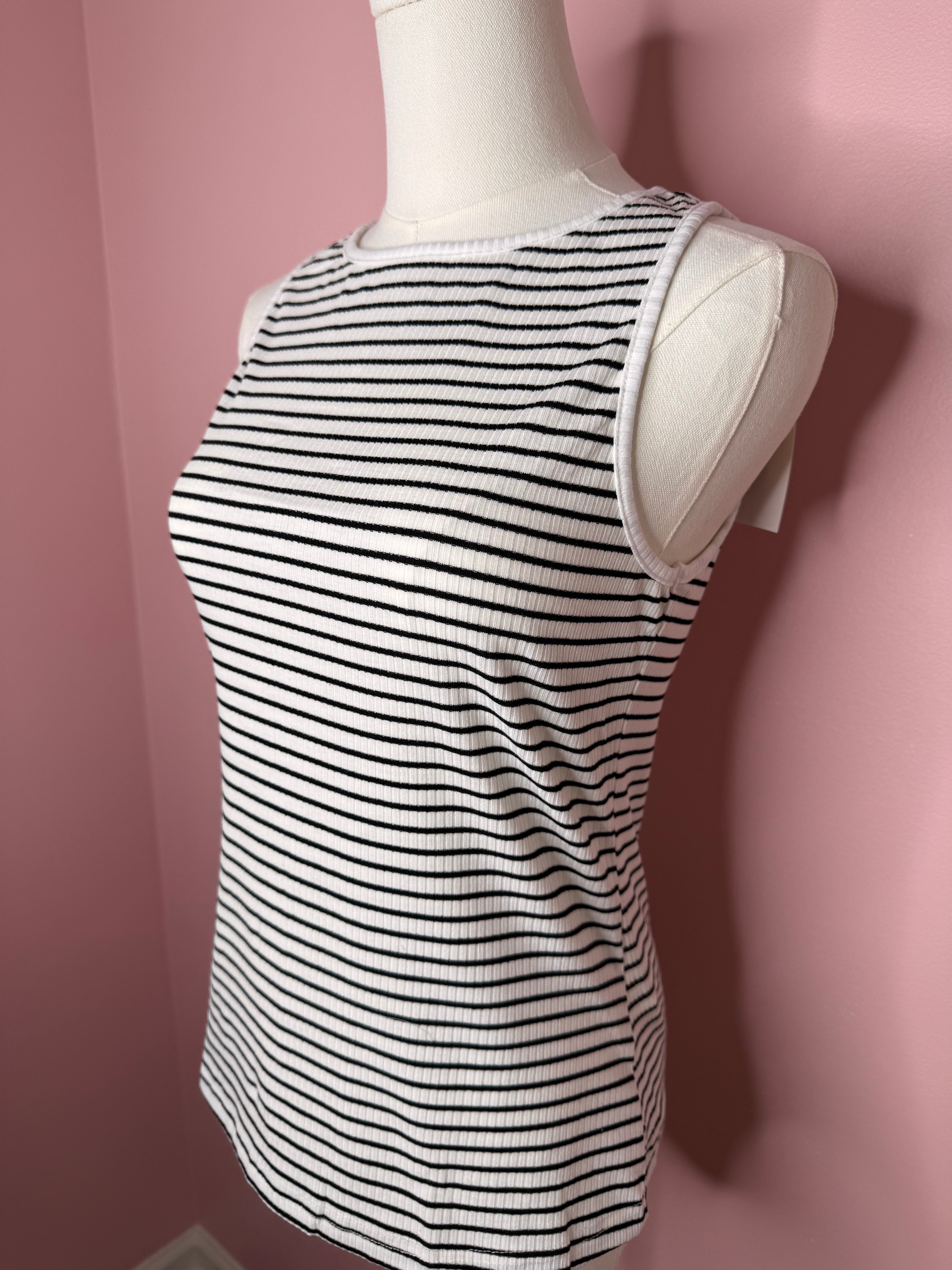 Coastal Chic Striped Ribbed Tank Top
