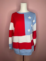 USA Flag Patchwork Oversize Sweatshirt