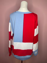 USA Flag Patchwork Oversize Sweatshirt