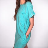 Washed Cotton T-Shirt Dress with Pockets