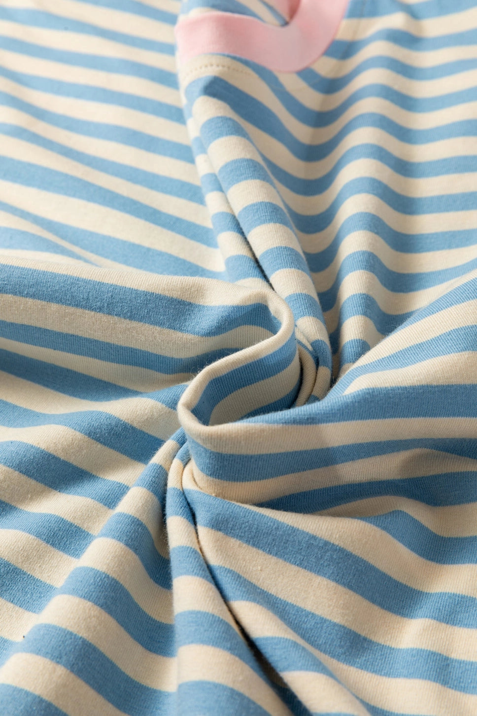 Stripe Contrast Crew Neck Drop Shoulder Tee