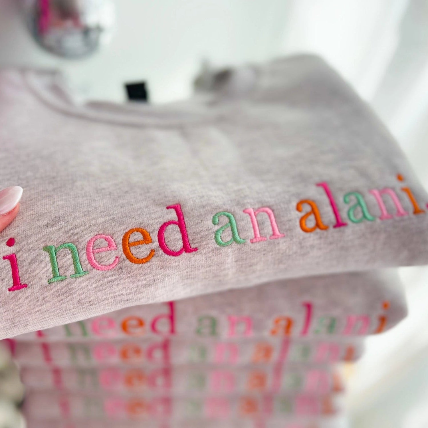 I Need a Drink Embroidered Crewneck Sweatshirt