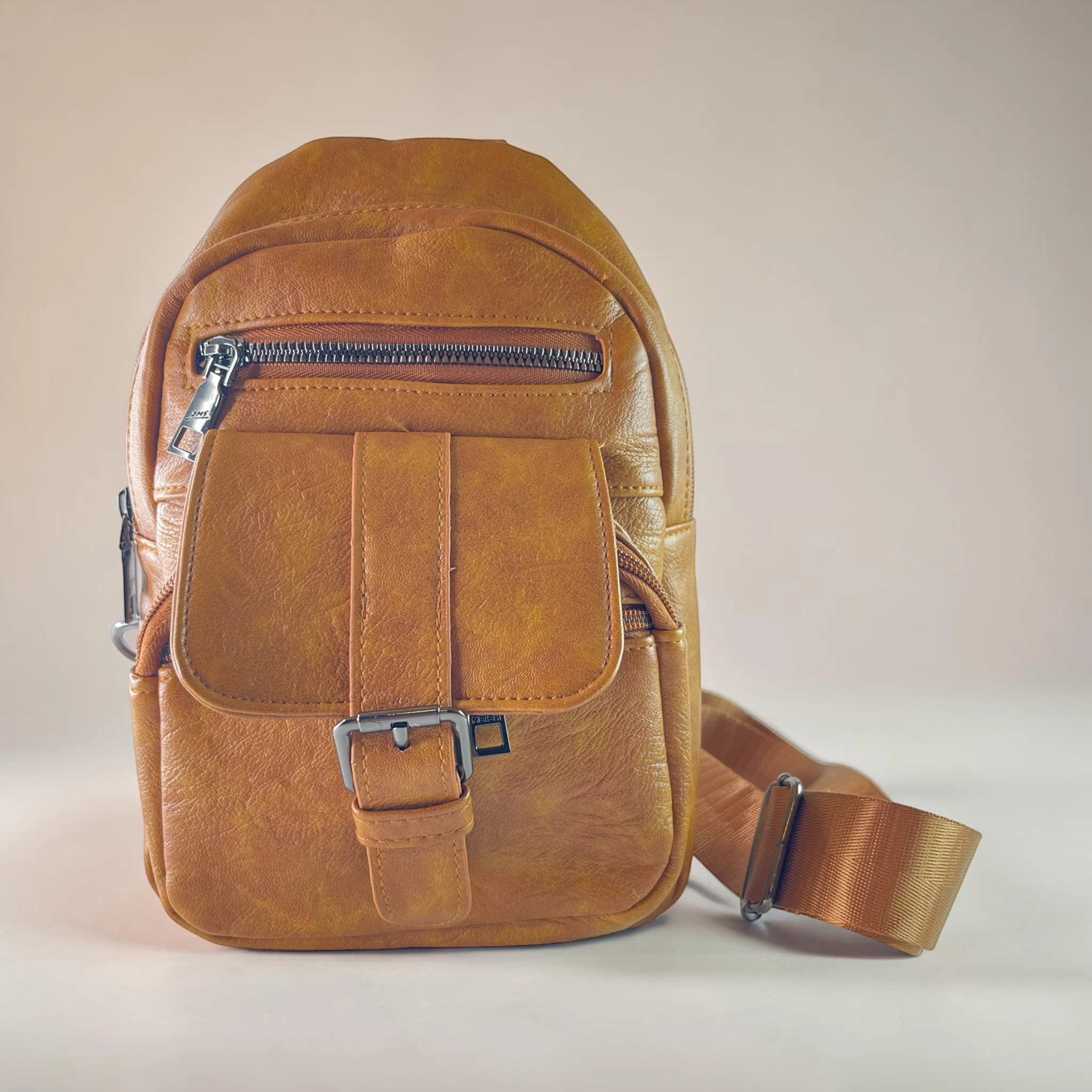 Khaki Vintage Multi Pockets Sling Bag