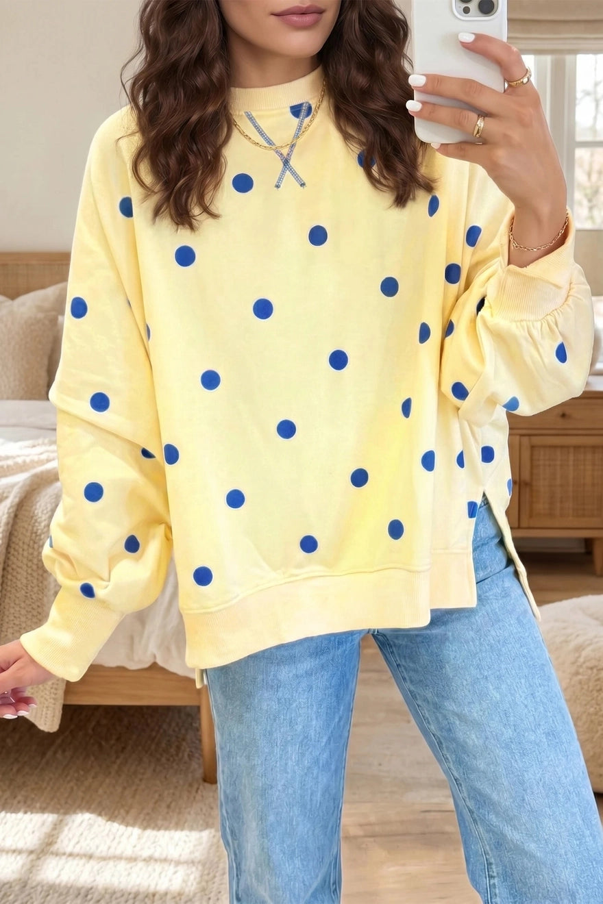 Polka Dot Oversized Tunic Sweatshirt