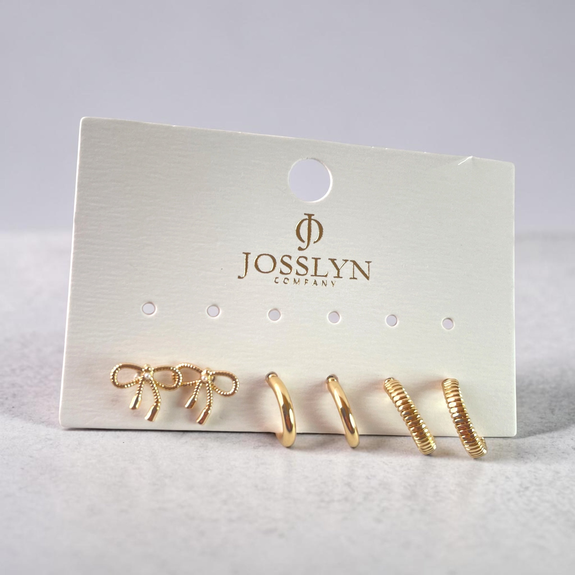 Mini Bow Huggie Hoop Trio Earrings