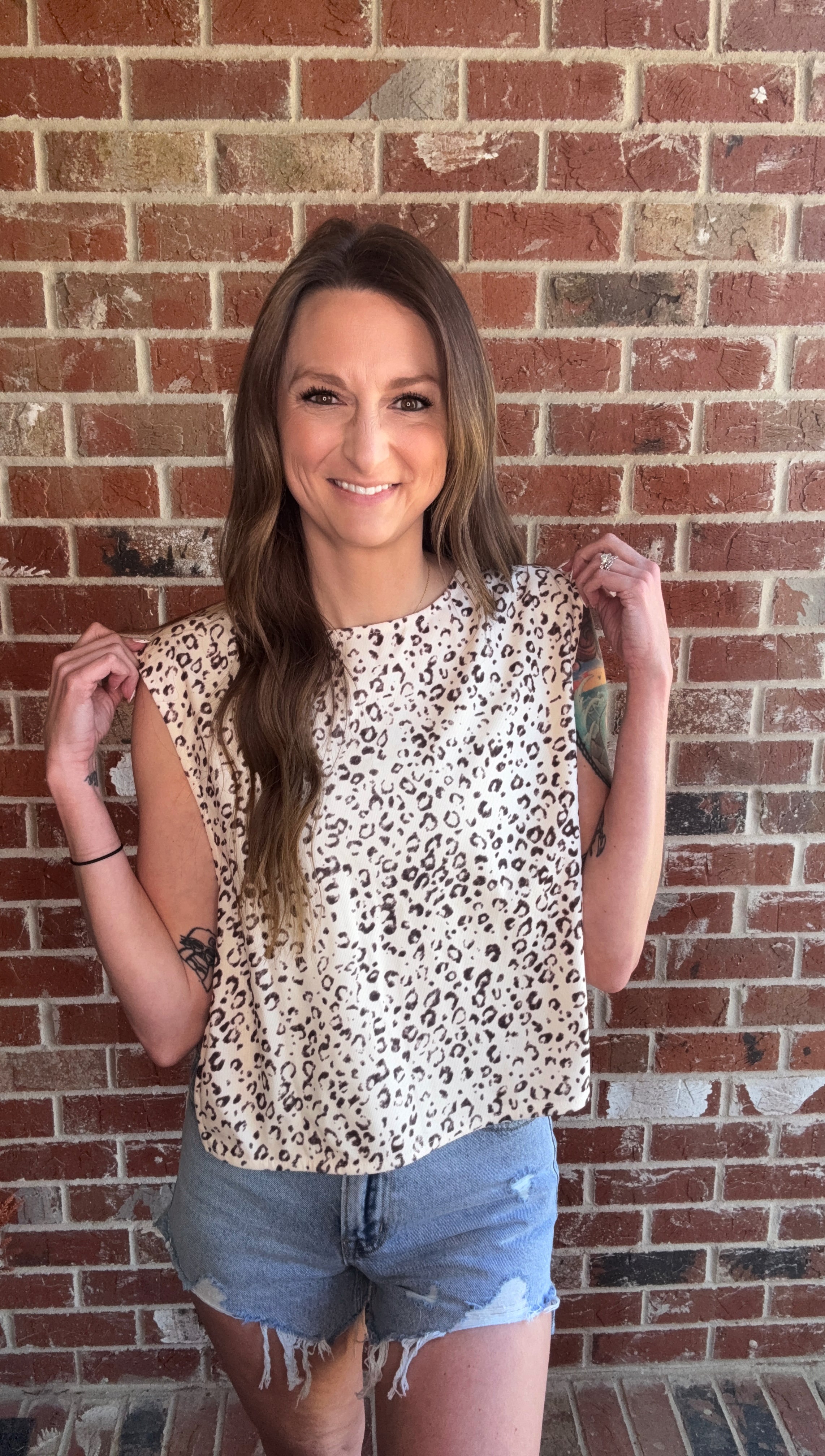 Leopard Print Knot Side Twill Vest