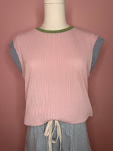 Women’s Colorblock Corded Knit Crew Neck Tee