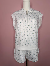 Floral Half-Zip Hooded Top & Shorts Set