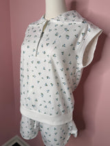 Floral Half-Zip Hooded Top & Shorts Set