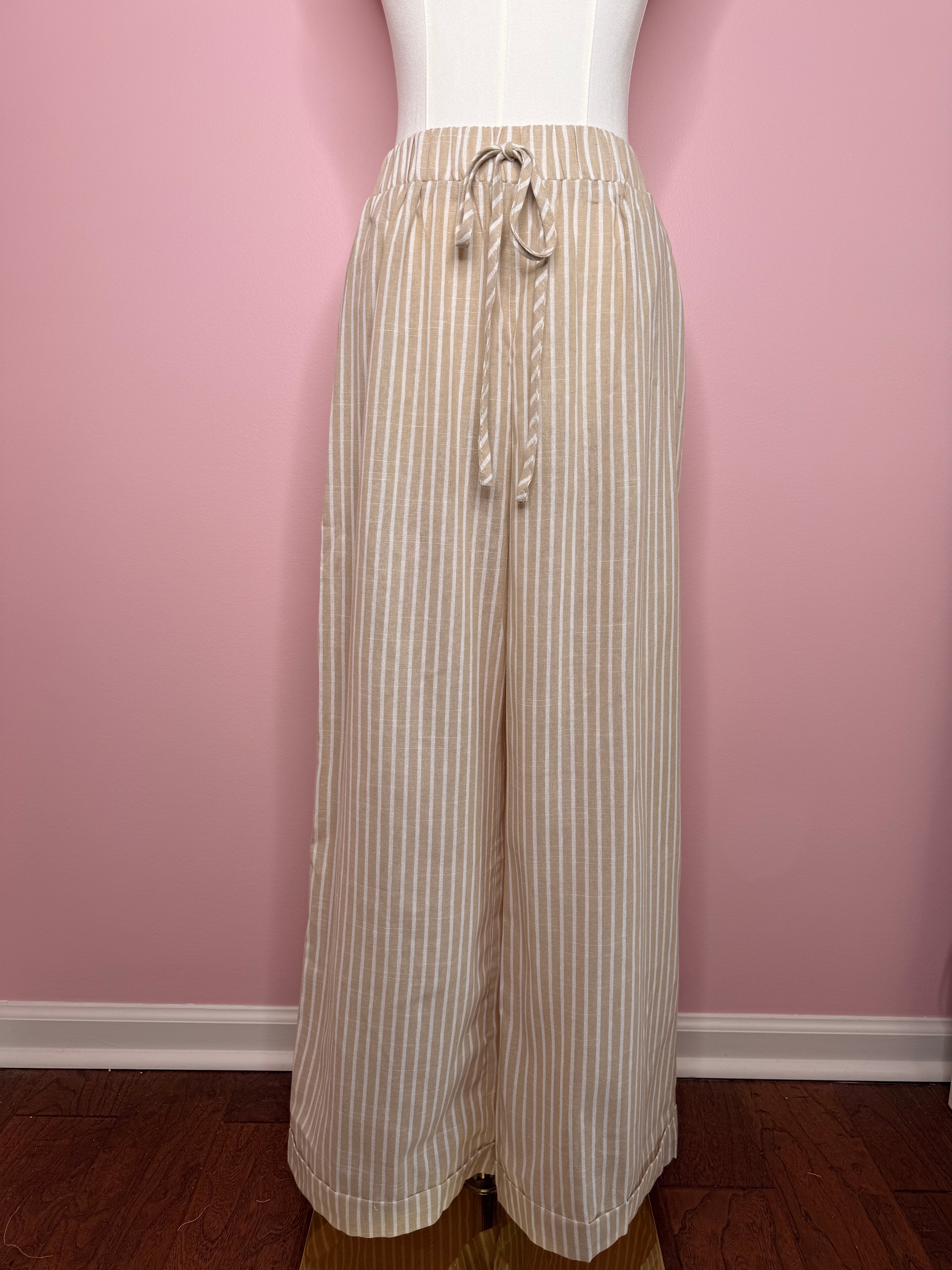 Women’s Striped Wide Leg Drawstring Pants