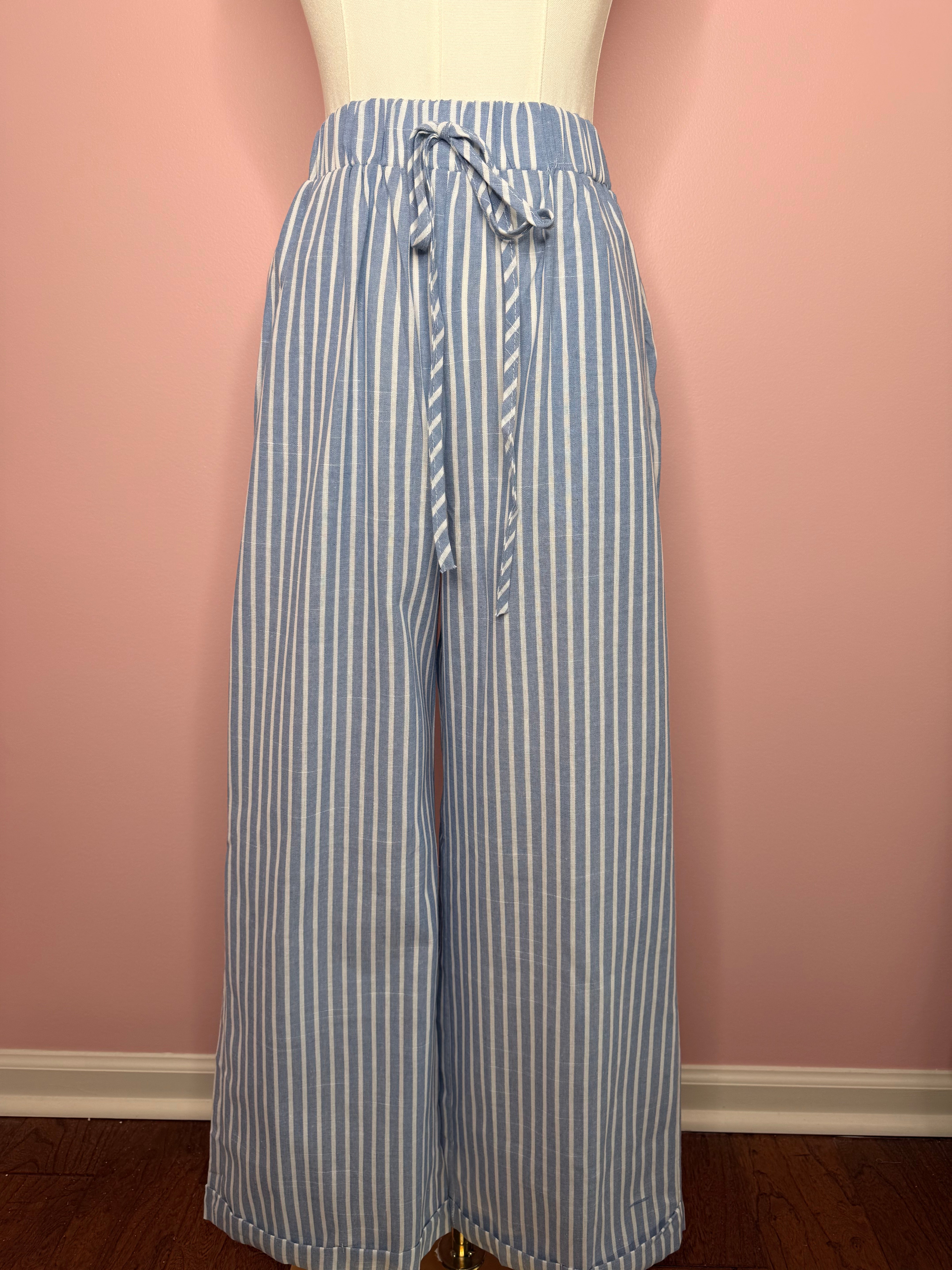 Women’s Striped Wide Leg Drawstring Pants