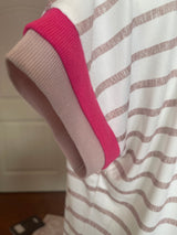 Striped Colorblock Trim Knit Top