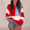 USA Flag Patchwork Oversize Sweatshirt
