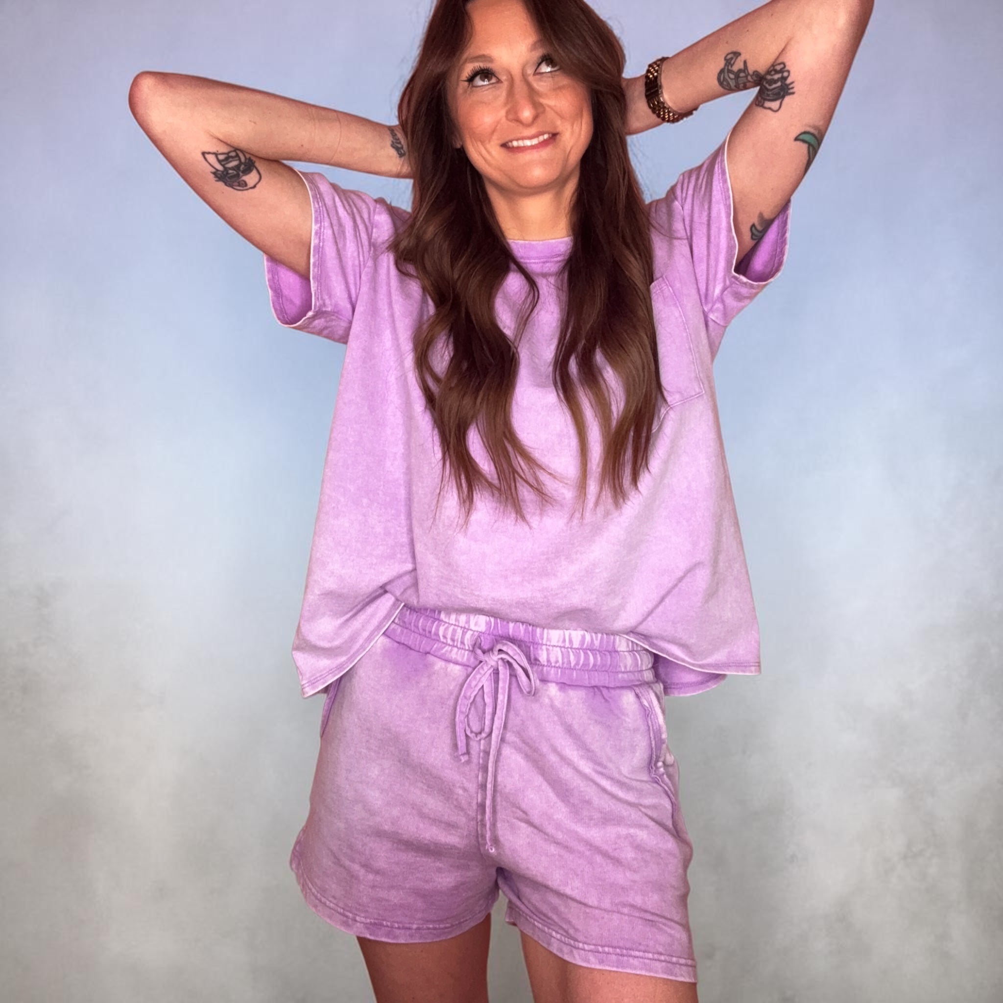 Acid Wash Cotton Terry Top & Short Set