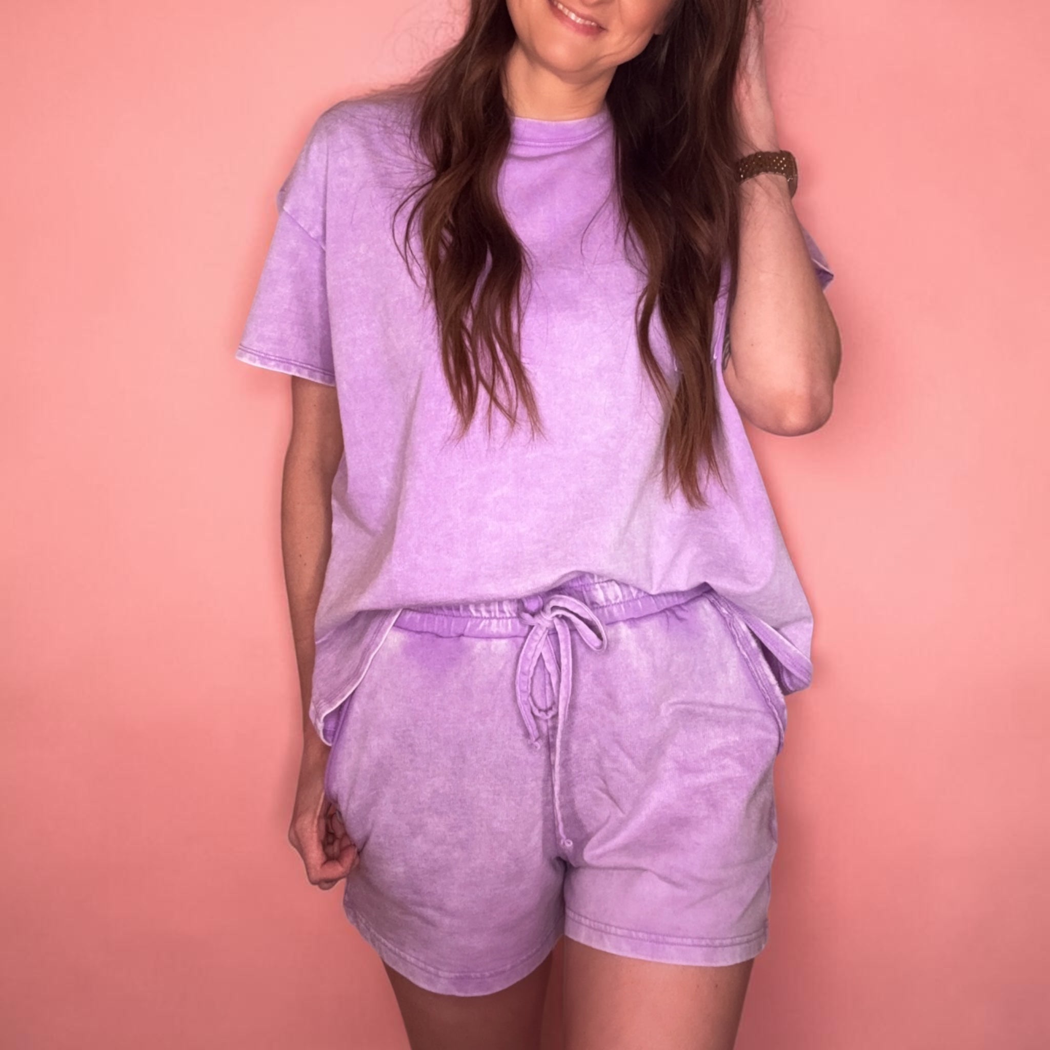 Acid Wash Cotton Terry Top & Short Set