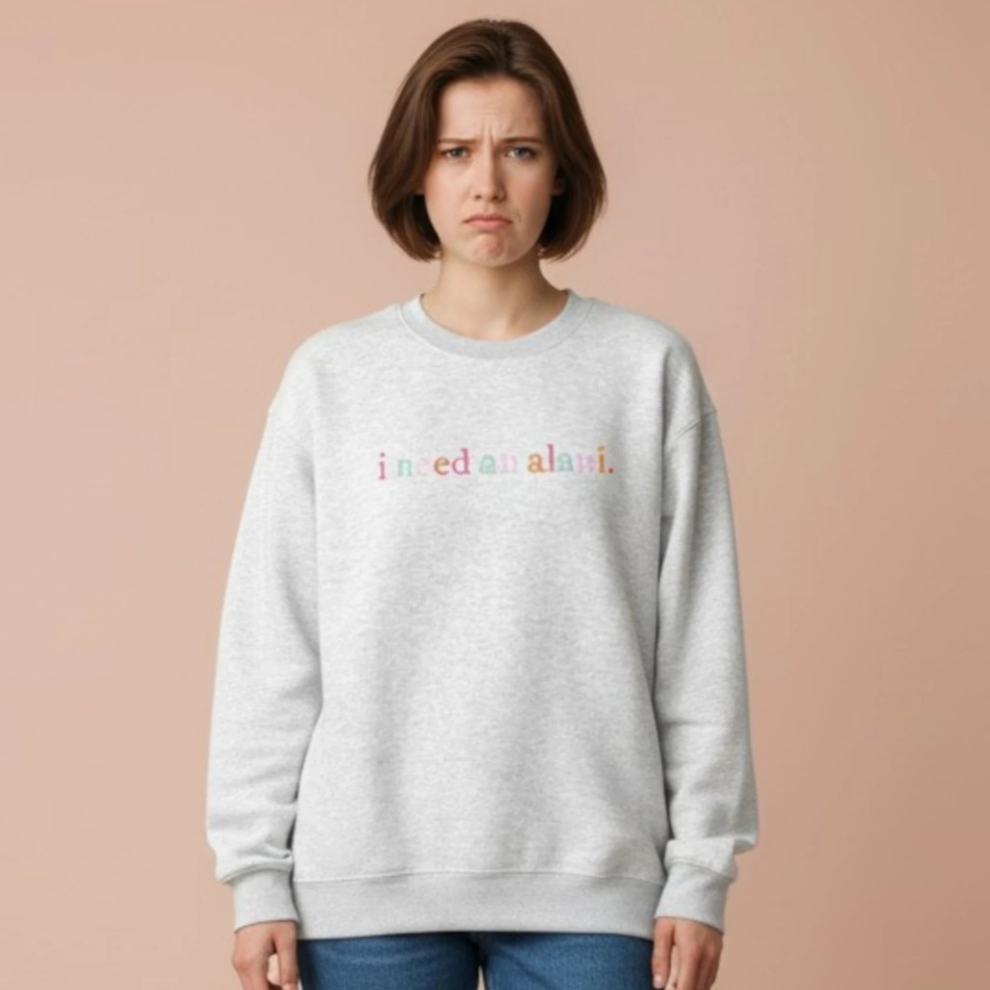 I Need a Drink Embroidered Crewneck Sweatshirt