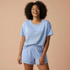 Solid Textured Raw Edge Top and Short Set