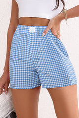 Stripe Plaid Printed High Waist Gingham Shorts