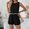 Black Contrast Trim Sleeveless Top & Shorts Set