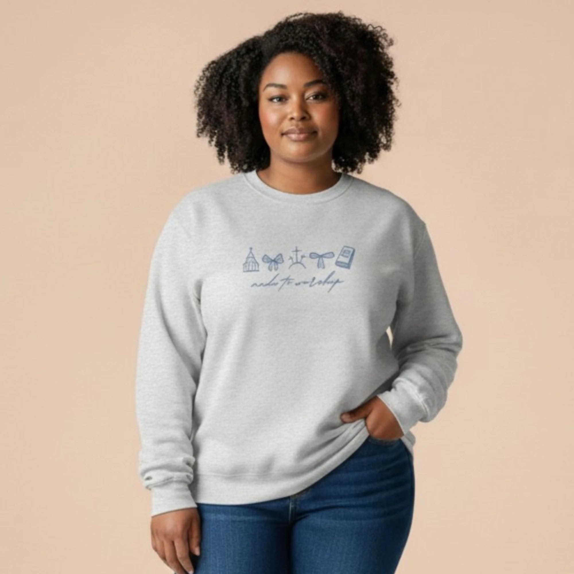 Made To Worship Embroidered Crewneck | Church Sweatshirt