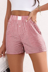 Stripe Plaid Printed High Waist Gingham Shorts